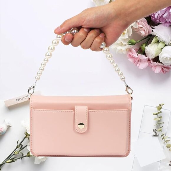 ✨ Brand New Pearl Purse Chain / Strap Extender – White Pearls – Detachable, Univ - Picture 2 of 4